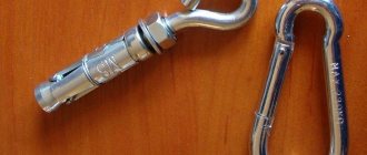 Анкер с кольцом в паре с карабином используется для закрепления тросов или проволоки