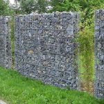 Gabion fencing with stone filling