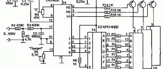 Schematic diagram of a digital voltmeter up to 100V on SA3162, KR514ID2 microcircuits