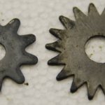 Sprocket cutters: blunt-toothed on the left, sharp-toothed on the right