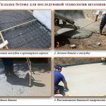 Laying concrete for subsequent stamping technology